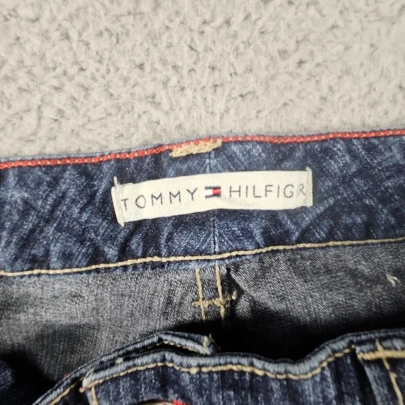 Vtg Tommy Hilfiger high rise jeans Womens 12 Denim Floral Embroidered Y2K 2000s - Picture 6 of 16